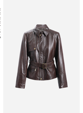 COCOLAN【新贵】100进口绵羊皮皮衣2025秋冬新款休闲夹克短外套女