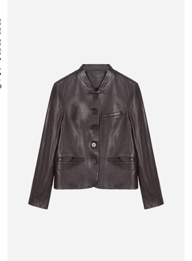 COCOLAN【中古咖】100绵羊皮短款女长袖夹克皮衣外套CL6PY8881