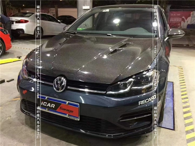 适用于大众高尔夫7碳纤维机盖MK7 7.5改装开孔引擎盖机头盖大包围