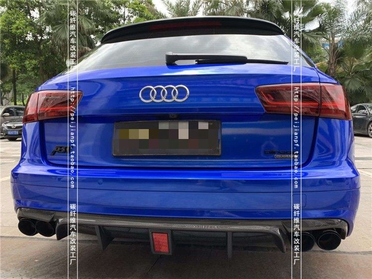 适用于瓦罐奥迪a6 allroad碳纤维后唇旅行版改装带灯尾唇扰流包围