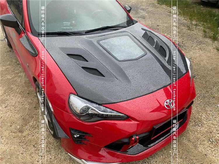 适用于丰田GT86碳纤维透明机盖FT86 BRZ改装开孔引擎盖机头盖包围