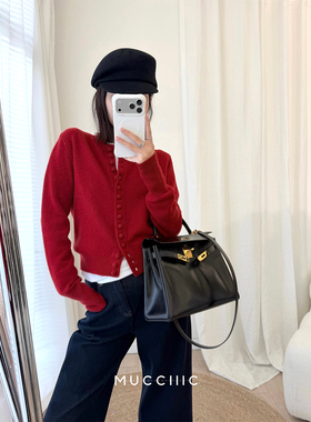 【1/5 20:00】MUCCHIC/Pr@da高智感绵羊毛多纽扣圆领针织开衫