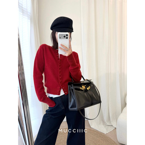 【1/5 20:00】MUCCHIC/Pr@da高智感绵羊毛多纽扣圆领针织开衫