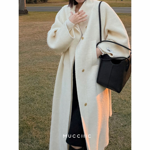 【12/09 20:00】MUCCHIC/慢调巴黎苏力羊驼羊毛长款大衣毛呢外套