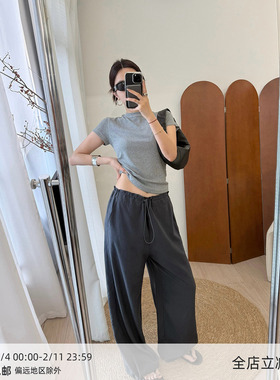 MUCCHIC/轻薄透气抽绳天丝工装裤夏季宽松休闲长裤防晒束脚裤女