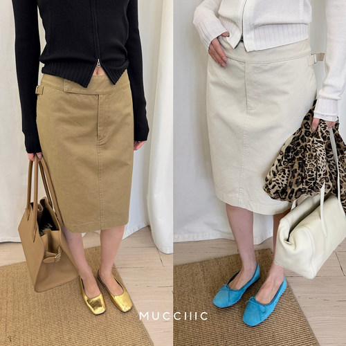 【8/10 20:00】MUCCHIC/复古水洗工装直筒半身裙