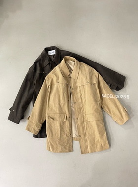 特·BAGEL女装新款韩版宽松百搭休闲风衣女灯芯绒中长版外套