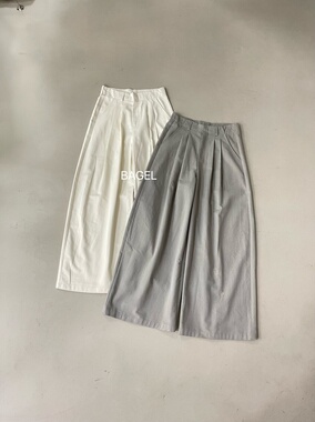 特BAGEL高级感老钱风白色休闲裤女时尚高腰宽松显瘦垂感阔腿裤