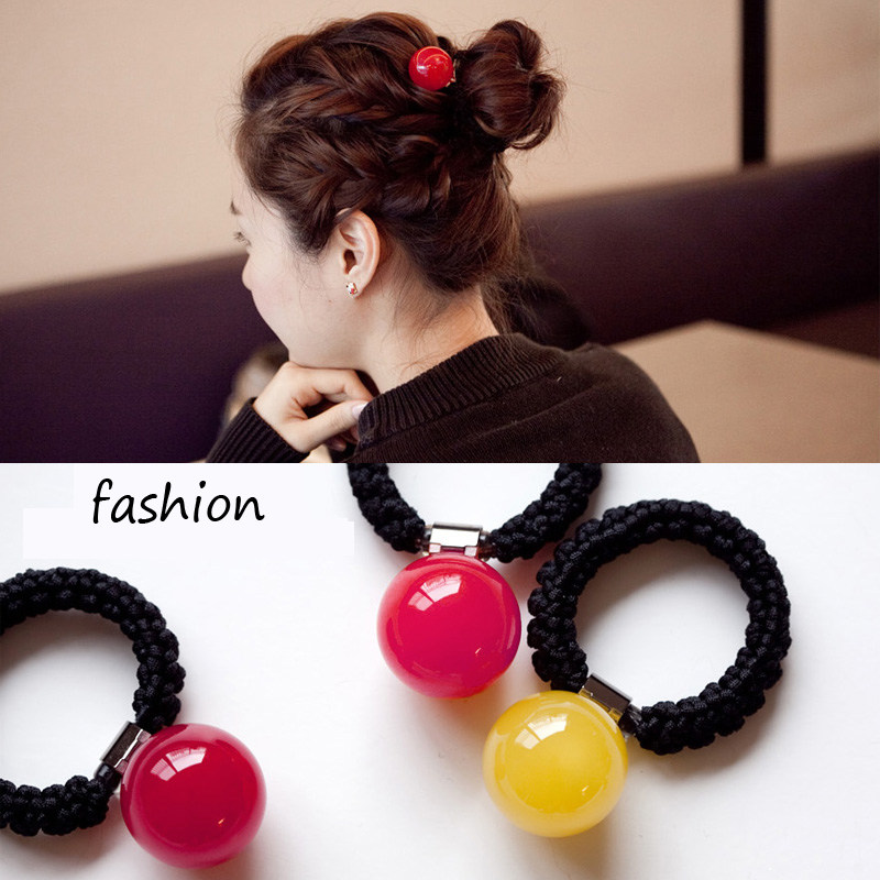 韩国亚克力高光马尾发圈发绳绑头绳球球发饰头饰头绳粗皮筋丸子头