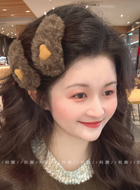 秋冬爱心毛毛发夹女前额碎发夹刘海夹掰掰夹侧边夹子发卡发饰头饰