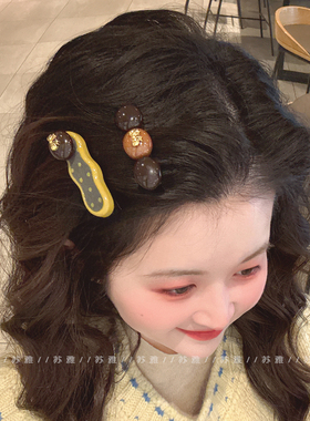 金色蝴蝶结豆豆波点波浪鸭嘴夹发夹女边夹刘海夹前额碎发发卡头饰