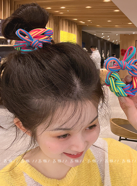 头绳彩色蝴蝶结扎头发绳女高马尾皮筋简约气质高弹力耐用皮套发饰