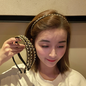 黑色小香风链条细发箍网红2025年新款 压发外出头饰发卡头箍女韩国