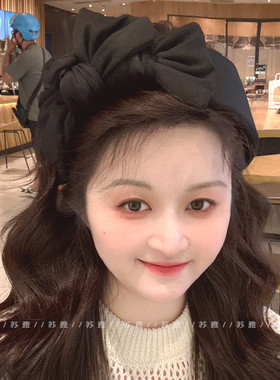 黑色高级感双蝴蝶结高颅顶发捆发箍女新款宽边压发头箍发卡头饰