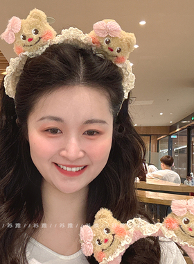 可爱小熊蝴蝶结发箍女洗脸防滑头箍2025新款外出卡通发卡高级发窟