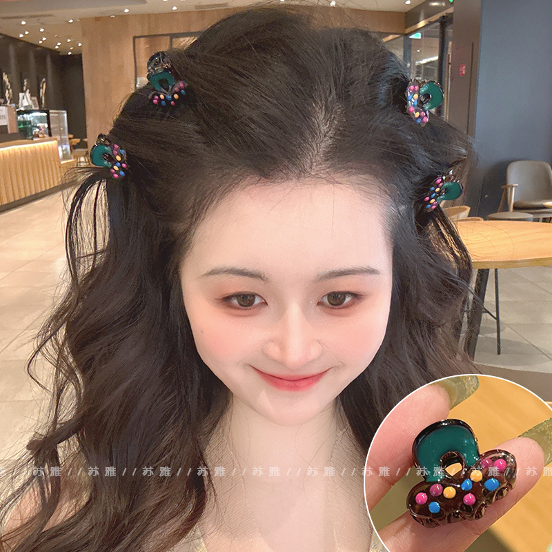 精致彩色波点爱心碎发刘海小抓夹