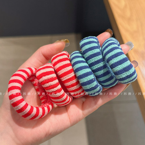 气质百搭撞色条纹扎头发基础头绳