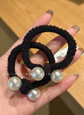 简约基础款黑色珍珠头绳发圈女2025新款扎头发马尾皮筋高弹力发绳