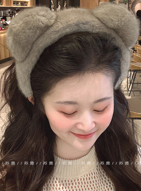 秋冬毛绒猫耳朵洗脸发箍女2025新款毛茸茸头箍发捆高颅顶发卡头饰