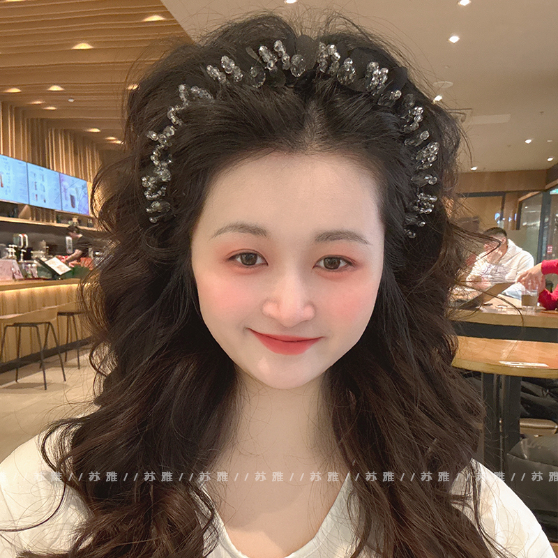 气质网纱花朵水晶带齿高颅顶发箍