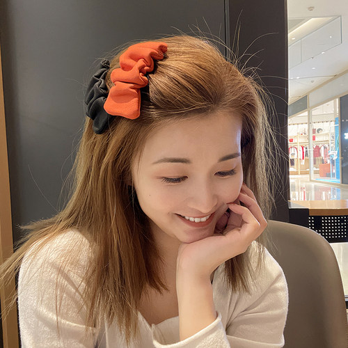 韩国网红秋冬刘海发夹女侧边褶皱