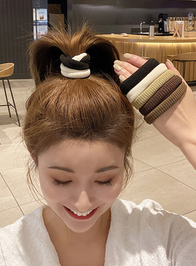 5条高马尾发圈韩国黑色皮套女头绳不勒发粗发绳简约皮筋扎头发