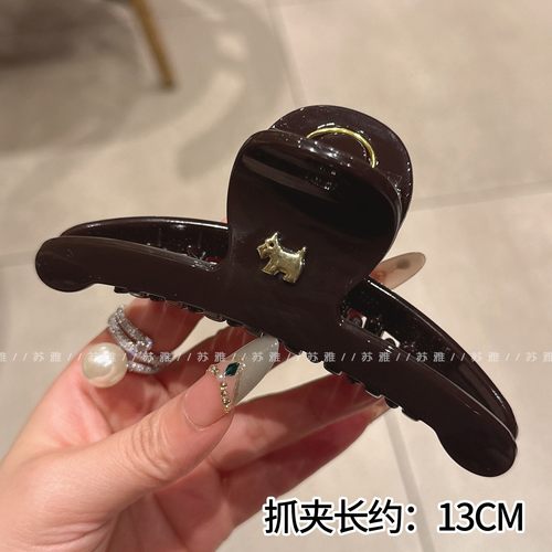 高级感金色小狗发量多盘发鲨鱼夹