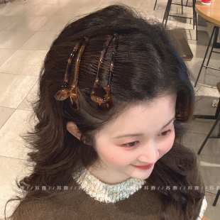 简约气质一字发夹女前额碎发刘海鸭嘴夹子大号后脑勺盘发发卡发饰