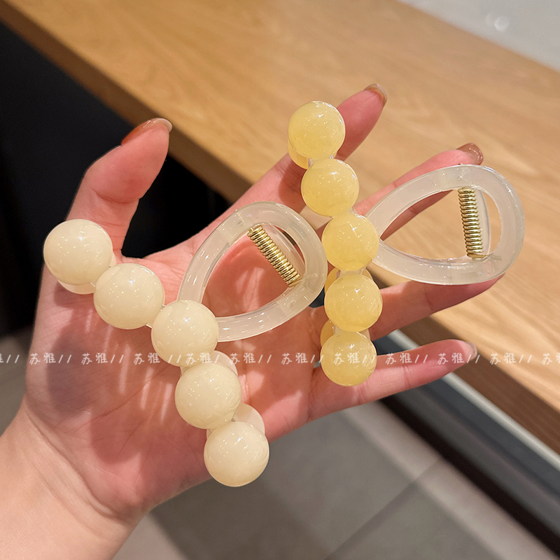 X呼可爱单排球球盘发鲨鱼夹抓夹女高级感中号发夹后脑勺头饰