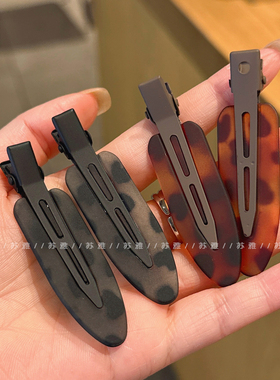 豹纹无痕发夹侧边刘海夹女2025新款前额碎发鸭嘴夹化妆夹发饰发卡