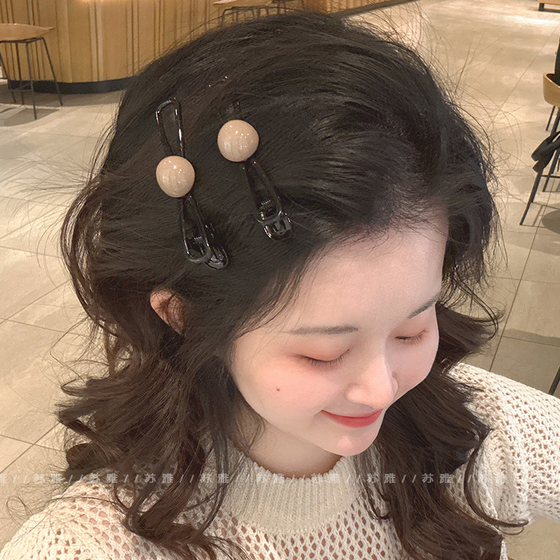 复古优雅球球蝴蝶结碎发刘海边夹