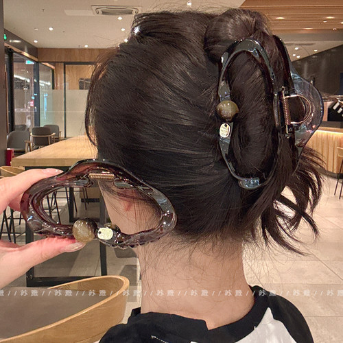 高级感琥珀球球金标云朵盘发抓夹