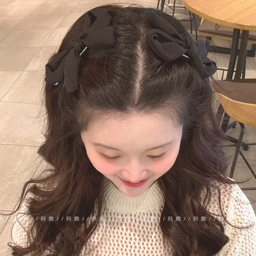 高级感气质蝴蝶结碎发刘海鸭嘴夹