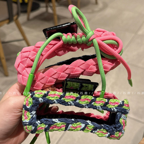 少女心甜美AB款撞色蝴蝶结鲨鱼夹