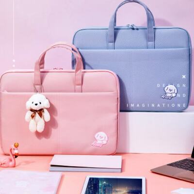 得力手提补习袋公文包女生电脑包