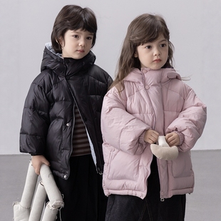 儿童秋冬加厚韩版羽丝绒丝外套男女童雷锋帽中小童冬款上衣外套