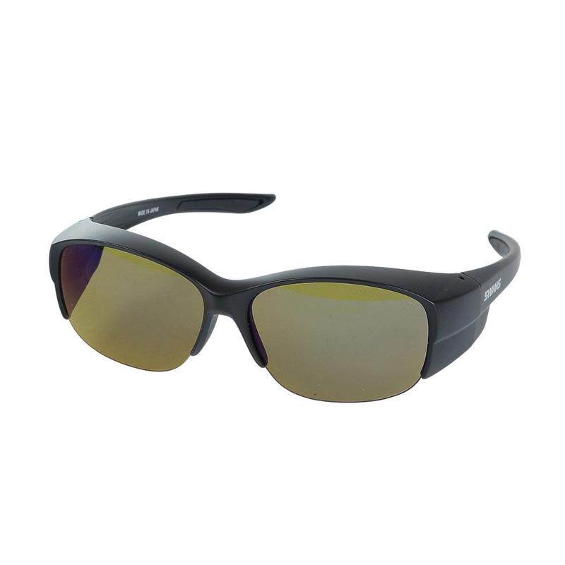 代购SWANS女士太阳镜偏光UV防护防眩光高透光黑色半框金属感超轻