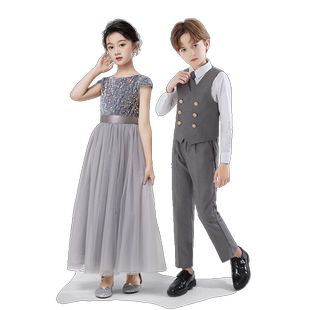 元旦儿童演出服学生大合唱团服装主持人小礼服男童女童小学朗诵