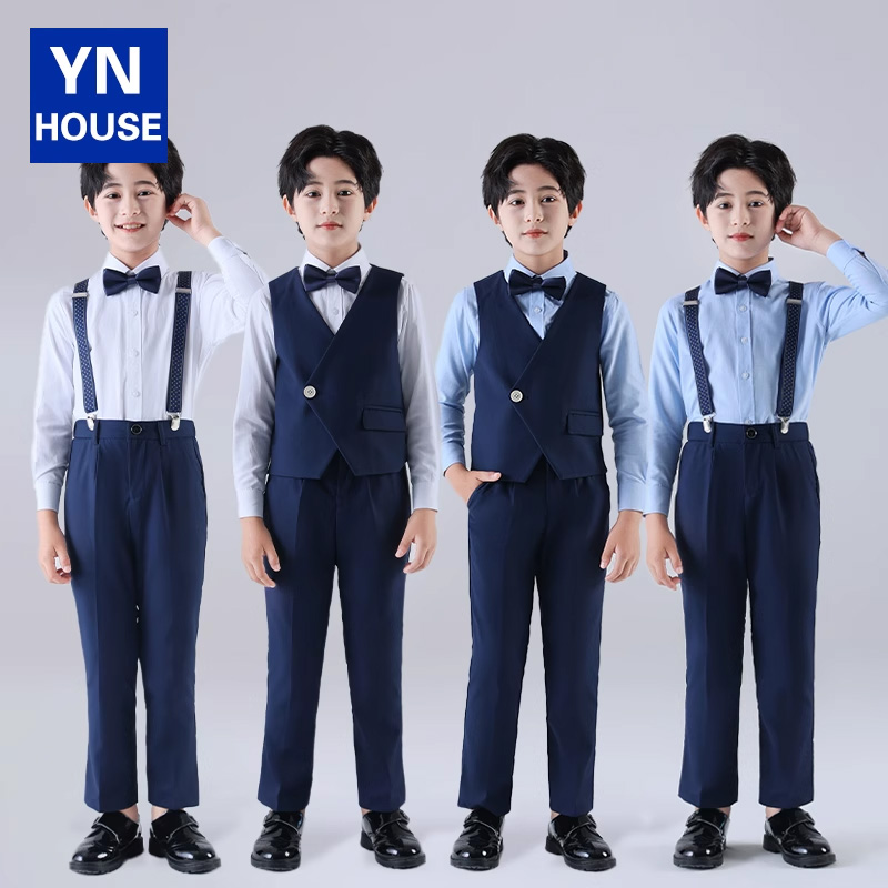 儿童礼服男童马甲背带套装主持人