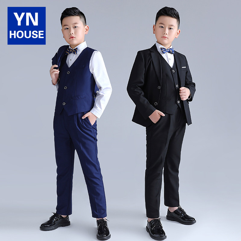 胖童西装套装男童冬季加肥加大童英伦风儿童钢琴演出服主持人礼服