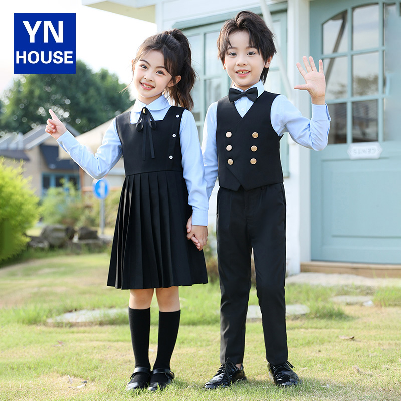 小学生马甲校服春秋款英伦风班服套装儿童连衣裙幼儿园园服演出服