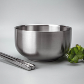 朗维304抗菌不锈钢儿童餐具家用碗饭汤碗防烫摔宝宝铁饭碗加大