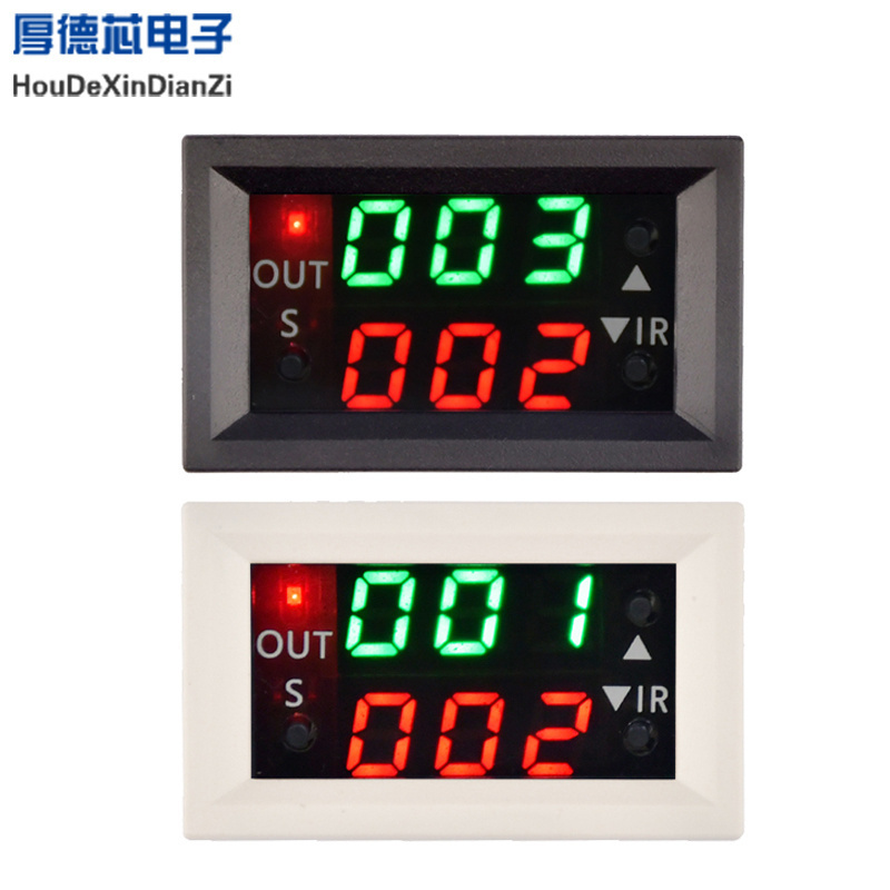 循环定时延时接通断开继电器12V模块开关带数字双LED显示屏带外壳