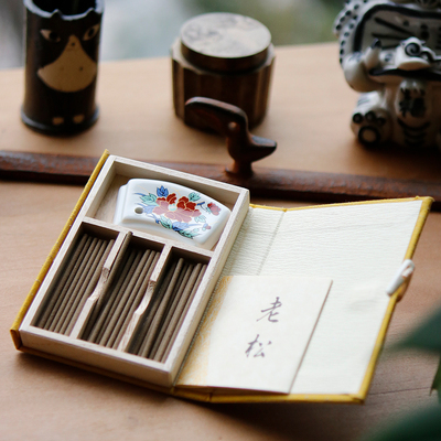 日本鬼头天薰堂老松锦盒礼盒线香沉香伽罗香薰天然熏香礼物附香插