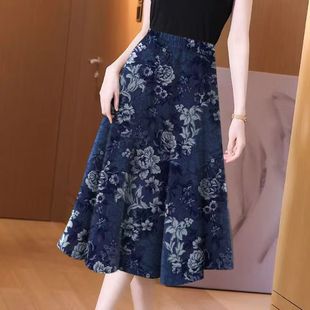 碎花半身裙女中长裙春夏季新款印花A字裙高腰显瘦气质宽松大摆裙
