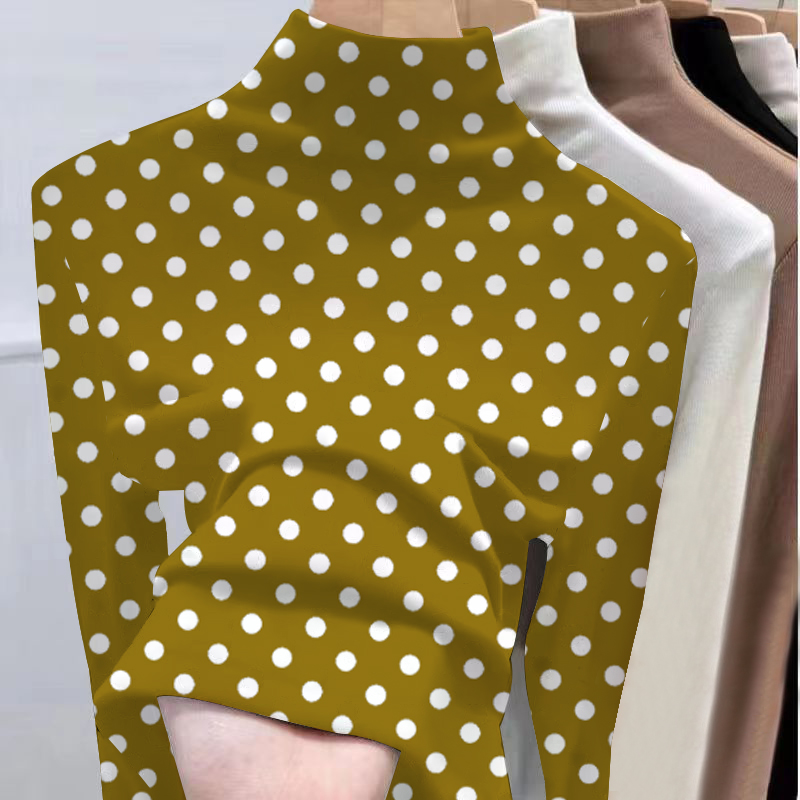 半高领双面德绒长袖t恤女