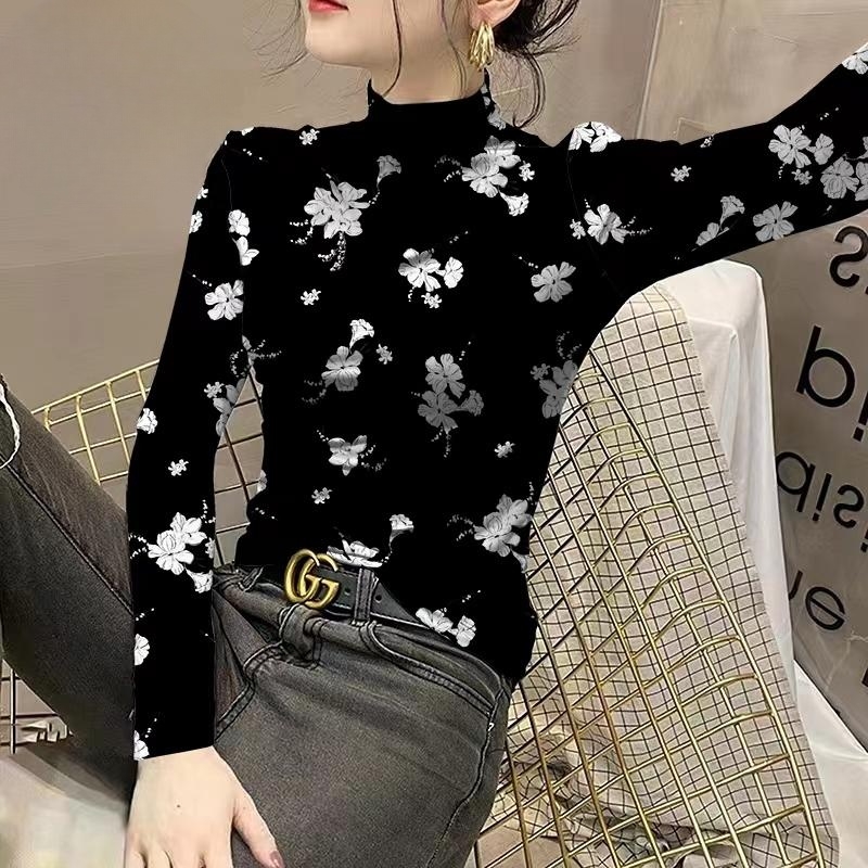 修身内搭德绒加厚洋气半高领上衣