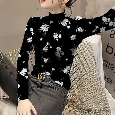 修身内搭德绒加厚洋气半高领上衣