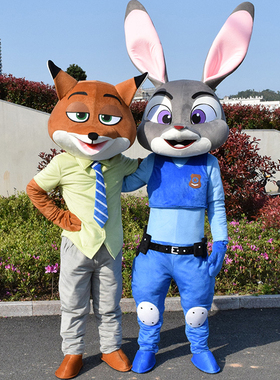 疯狂动物城卡通人偶服装兔子玩偶头套尼克狐狸动漫cos行走道具服