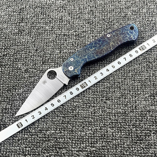 蜘蛛 C81钛合金柄闪电纹折刀户外野营狩猎战术防身口袋EDC工具刀